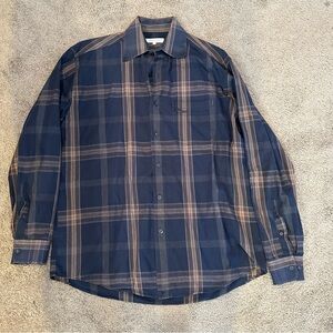 Alex Cannon Plaid Long Sleeve Dress Shirt Button Down Collared